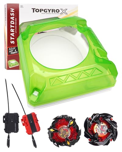 X Stadion Großes Battle Set, 2 Kreisel, 2 Launcher und 1 Xtreme Arena mit X-Celeration Schiene, Blade Battling Game von DEZAWRTY