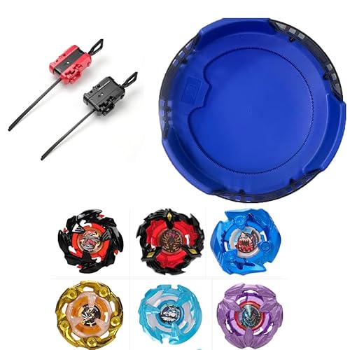 X Stadium Battle Set mit X-Celeration Rail, 6 Right-Spin Tops, 2 Launchers und 1 Arena, Blade Battling Xtreme Game von DEZAWRTY