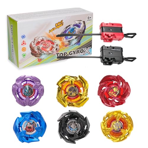 kreisel X Battle Set, 6 rechte Gryo und 2 X Launhcers, Great Starter Gyro Pack für Jungen Spielzeug Kinder Geburtstag Spielzeug 6+ von DEZAWRTY