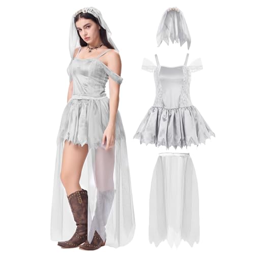 DEZEXHOM Weißes Gothic-Hochzeitskleid, Größe L von DEZEXHOM