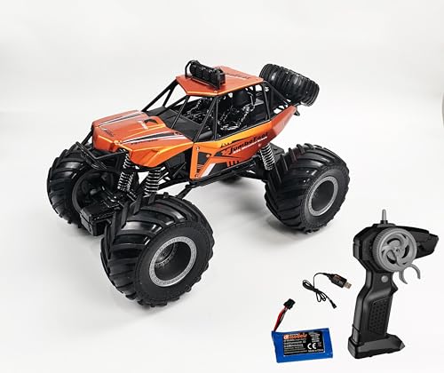 DF Models DF Jumbo Foot V2 Off-Roader 1:10 RTR (Länge x Breite x Höhe 430 x 280 x 260 mm, Gewicht 1400 g, ab 6 Jahren, Fahrzeugauto, Spielzeugtruck) 9945, Orange von DF Models