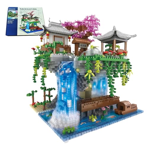 DFXIU 17,8 x 17,8 x 22,9 cm Pfirsichblüten-Baum-Bausets, Kirschblüten-Bauset, Mikro-Baustein-Set, Symphonie-Baumhaus mit Wasserfall, beleuchtete musikalische Gartenszene, Geschenk für Erwachsene und DFXIU 17,8 x 17,8 x 22,9 cm Pfirsichblüten-Baum-Bausets, Kirschblüten-Bauset, Mikro-Baustein-Set, Symphonie-Baumhaus mit Wasserfall, beleuchtete musikalische Gartenszene, Geschenk für Erwachsene und von DFXIU