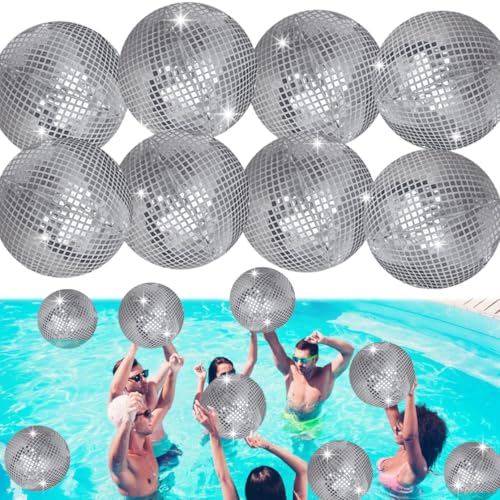 Aufblasbare Disco-Kugel, 27,9 cm, aufblasbarer Ball mit Discokugel-Abdeckung, Weihnachtsdekoration, Partydekoration für Hochzeit, Urlaub, Outdoor, Weiß, 8 Stück Aufblasbare Disco-Kugel, 27,9 cm, aufblasbarer Ball mit Discokugel-Abdeckung, Weihnachtsdekoration, Partydekoration für Hochzeit, Urlaub, Outdoor, Weiß, 8 Stück von DGDRHZ