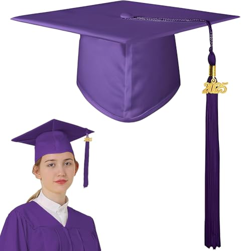 DGTSYAL Abschluss Hut, Doktorhut, 2025 Abschluss Hut, Graduation im Universalgröße, Verstellbereich 51-60cm, Quaste mit Datumsanhänger 2025, Studentenhut Studienabschluss Kappe Hüte (Lila) von DGTSYAL