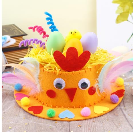 DGTSYAL Kinderhüte 1 Set, Ostern Diy Hut Geburtstagsmützen Für Ostermütze Hasenmützen Zu Ostern Ostersüßigkeiten Osterhut Bastelmaterialien Selber Machen Osterdekorationen Vlies Orange von DGTSYAL