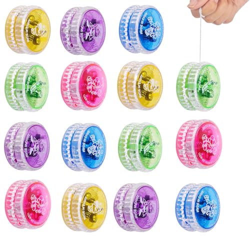 15 Stück LED JoJo Kinder, Yoyo Set mit LED Licht, JoJo Spielzeug für Anfänger, Perfekt für Kindergeburtstag, Party und Gastgeschenke（ Farben Zufällig） von DGUPUP