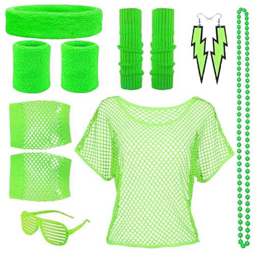DGUSO 80er Jahre Outfit Damen 90er Jahre Outfit Damen 12 Stück Neon Party Outfit,Netzoberteil Damen,Grün 90er Jahre Party Kleidung Aerobic Body 80er für Neon Retro Party Karneval DGUSO 80er Jahre Outfit Damen 90er Jahre Outfit Damen 12 Stück Neon Party Outfit,Netzoberteil Damen,Grün 90er Jahre Party Kleidung Aerobic Body 80er für Neon Retro Party Karneval von DGUSO