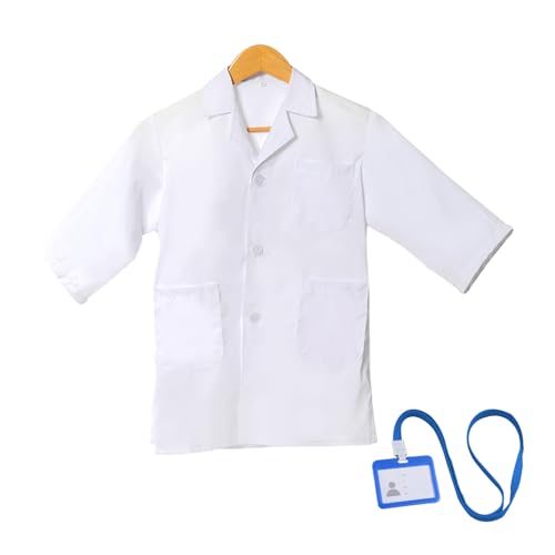 DGUSO Arzt Kostüm Kinder Unisex Arztkittel Kinder, Doktor Kostüm Kinder Arztkostüm Kinder Wissenschaftler Kostüm Kinder mit Namensschild, Weißer Kittel für Kinder zum Verkleiden und Rollenspiele DGUSO Arzt Kostüm Kinder Unisex Arztkittel Kinder, Doktor Kostüm Kinder Arztkostüm Kinder Wissenschaftler Kostüm Kinder mit Namensschild, Weißer Kittel für Kinder zum Verkleiden und Rollenspiele von DGUSO