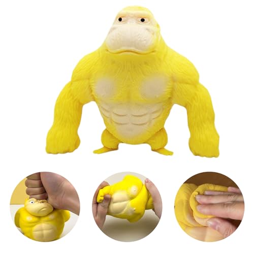 DGUSO Gorilla Stressabbau Spielzeug 1 Stück Reizbarkeits Gorilla Spielzeug(13*11cm) Latex Monkey Gorilla Toys,Gelb Gorilla-Figur zum Stressabbau ,Gelb,Stress Abbauen für Kinder Erwachsene von DGUSO