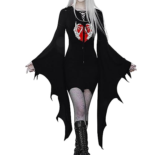 DGZTWLL Damen Renaissance Mittelalter Kostüme Sexy Bodycon Gothic Kleider für Frauen Cosplay Kostüm Gothic Korsett Kleid, A1-rot, S von DGZTWLL