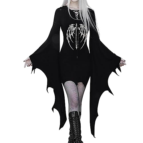 DGZTWLL Damen Renaissance Mittelalter Kostüme Sexy Bodycon Gothic Kleider für Frauen Cosplay Kostüm Gothic Korsett Kleid, A2-Grau, S von DGZTWLL