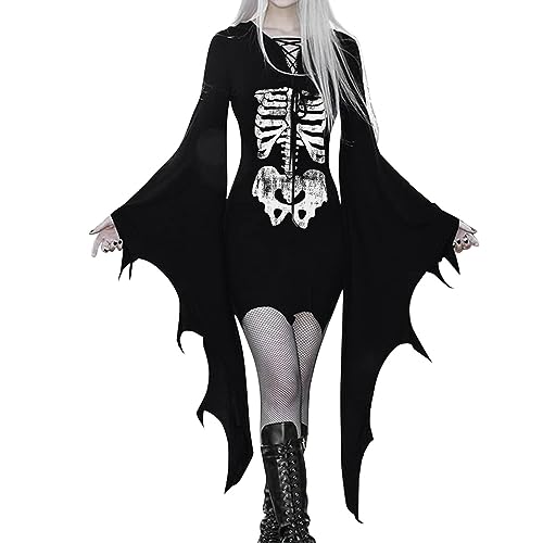 DGZTWLL Damen Renaissance Mittelalter Kostüme Sexy Bodycon Gothic Kleider für Frauen Cosplay Kostüm Gothic Korsett Kleid, A3-grau, 3XL von DGZTWLL
