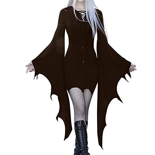 DGZTWLL Halloween-Kostüm für Erwachsene, mittelalterliches Renaissance-Kleid, Damenkostüm, Steampunk-Korsettkleid, irisches Unterkleid, Cosplay, Party, Gothic-Hexenkleid, A1-Kaffee, Größe S von DGZTWLL