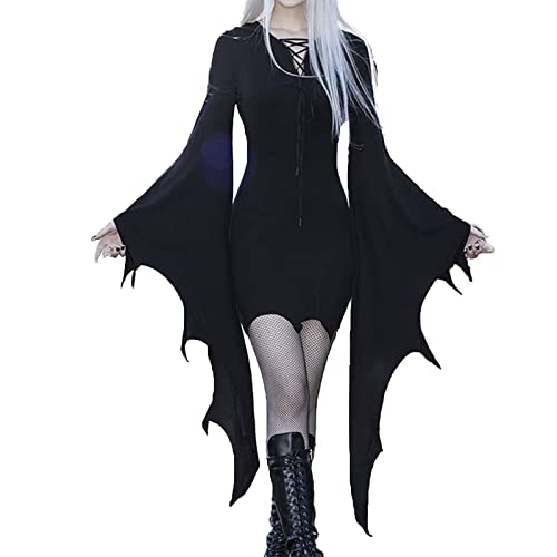 DGZTWLL Halloween-Kostüm für Erwachsene, mittelalterliches Renaissance-Kleid, Damenkostüm, Steampunk-Korsettkleid, irisches Unterkleid, Cosplay, Party, Gothic-Hexenkleid, A3-Schwarz, 5XL von DGZTWLL