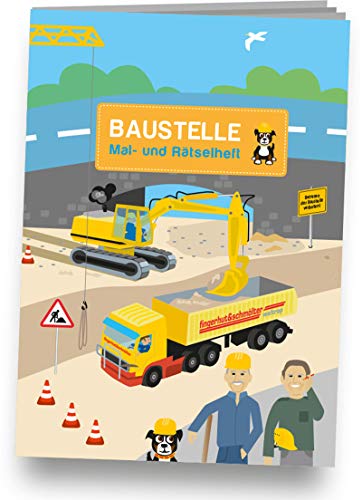 Mal- und Rätselheft BAUSTELLE mit 12 Seiten in DIN A6 // perfekt als Mitgebsel oder Geschenk Malbuch Malen Malblock Kinder Bauarbeiter von DH-Konzept