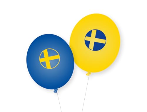 DH-Konzept 8 Luftballons * SCHWEDEN * als Deko für Mottoparty, Länderparty und Geburtstag Ballons Party Set von DH-Konzept