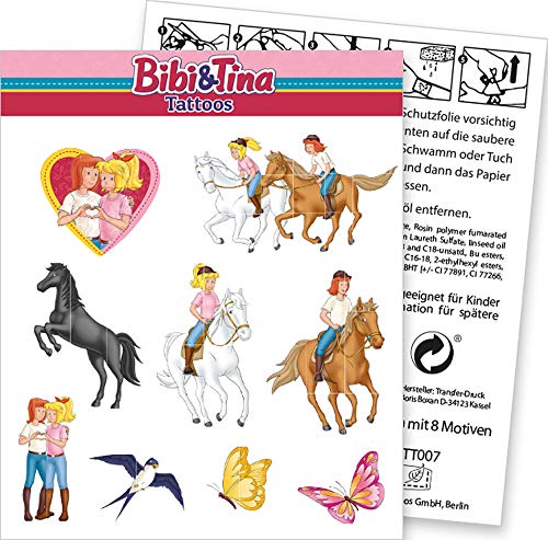 DH-Konzept 9-TLG. Tattoo-Set * BIBI & Tina * als Mitgebsel oder Geschenk | Sticker Bilder Kinder Kindergeburtstag Geburtstag Mädchen Pferde Blocksberg von DH-Konzept