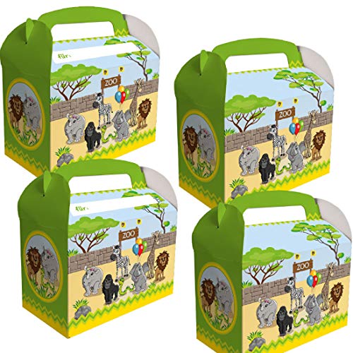 DH-Konzept: 8 Geschenkboxen * Zoo & ZOOTIERE * für Mitgebsel zum Kindergeburtstag und Mottoparty | Kinder Partytüten Tüten Tiere Party Set von DH-Konzept