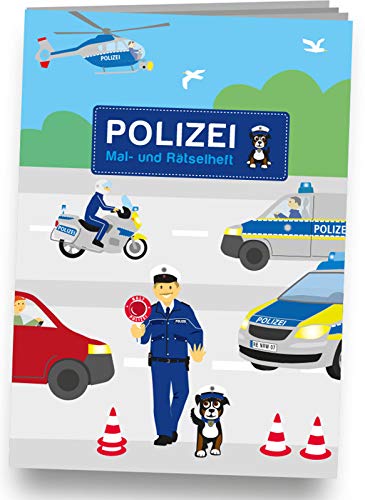 DH-Konzept Mal- und Rätselheft * Polizei * mit 12 Seiten in DIN A6 | perfekt als Mitgebsel oder Geschenk | Malbuch Polizeiauto Police Malen Malblock Kinder von DH-Konzept