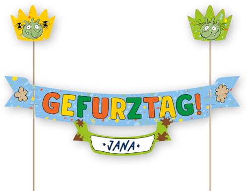 Tortenbanner * DIE OLCHIS * als Deko als Kuchen und Torten | 23x20cm, mit Krone und Namensschild | für Kindergeburtstag Kinderparty Kinder Geburtstag Party Olchi von DH-Konzept
