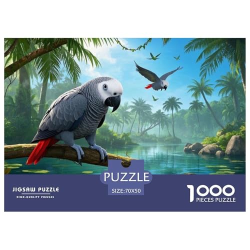 African Grey Papagei Puzzle 1000-teilige Schwer Puzzle Spielzeug Pädagogisches Spiel Impossible Herausforderungsspielzeug Für Erwachsene Und Kinder in Bewährter 70x50cm/1000pcs von DHBANEIOK
