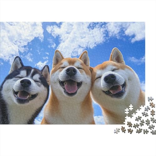Akita-Hund Puzzles 1000 Teile Schwer Puzzle Spielzeug Lernspiel Impossible Herausforderungsspielzeug Für Erwachsene Kinder 1000pcs (75x50cm) von DHBANEIOK