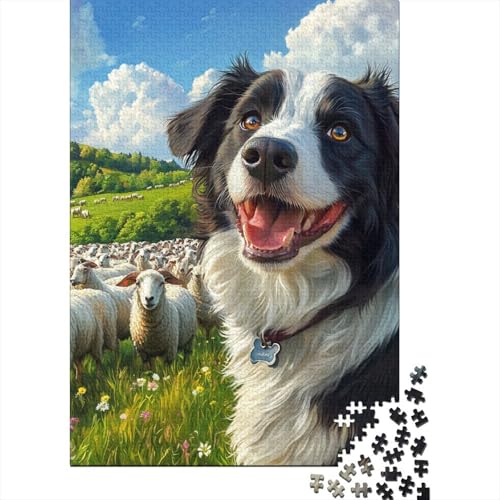 Border Collie Puzzle 1000 Teile,Puzzle Für Erwachsene, Impossible Puzzle,Puzzle Farbenfrohes Legespiel,Geschicklichkeitsspiel Für Die Ganze Familie Puzzel 1000pcs (75x50cm) von DHBANEIOK