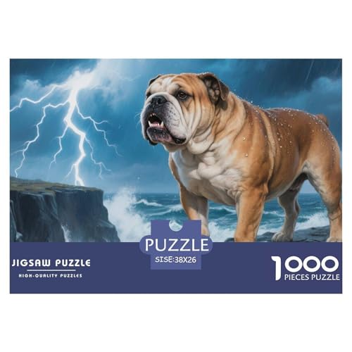Bulldogs Puzzle 1000-teilige Schwer Puzzle Spielzeug Lernspiel Impossible Herausforderung Spielzeug Für Erwachsene Kinder 38x26cm/1000pcs von DHBANEIOK