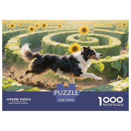 Der Border Collie Puzzles 1000 Teile Schwer Puzzle Spielzeug Lernspiel Impossible Herausforderung Spielzeug Für Erwachsene Und Kinder in Bewährter 70x50cm/1000pcs von DHBANEIOK