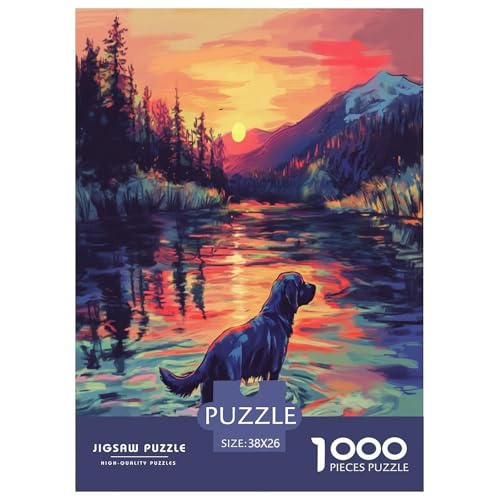 Der Labrador Retriever Puzzle 1000-teilige Schwer Puzzle Spielzeug Pädagogisches Spiel Impossible Herausforderung Spielzeug Für Erwachsene Und Kinder in Bewährter 38x26cm/1000pcs von DHBANEIOK