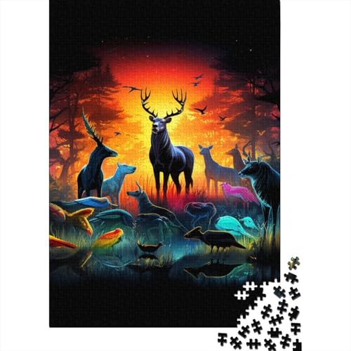 Dschungeltiere Puzzle 1000 Teile Schwer Puzzle Spielzeug Pädagogisches Spiel Impossible Herausforderungsspielzeug Für Erwachsene Kinder 1000pcs (75x50cm) von DHBANEIOK