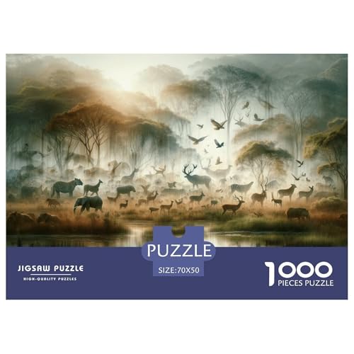 Dschungeltiere Puzzles 1000 Teile Schwer Puzzle Spielzeug Lernspiel Impossible Herausforderung Spielzeug Für Erwachsene Kinder 70x50cm/1000pcs von DHBANEIOK
