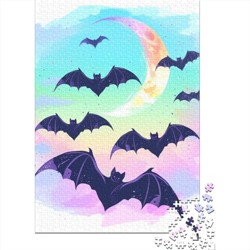 Fledermaus Puzzles 1000 Teile Schwer Puzzle Spielzeug Pädagogisches Spiel Impossible Herausforderungsspielzeug Für Erwachsene Kinder 1000pcs (75x50cm) von DHBANEIOK