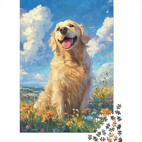 Golden Retriever 1000 Stück Puzzles Für Erwachsene Stress Abbauen Familien-Puzzlespiel 1000-teiliges Puzzle Lernspiel Spielzeug Geschenk Puzzel 1000pcs (75x50cm) von DHBANEIOK