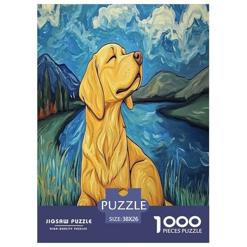 Goldener Retriever Puzzle 1000 Teile Schwer Puzzle Spielzeug Pädagogisches Spiel Impossible Herausforderungsspielzeug Für Erwachsene Und Kinder Ab 12 Jahren 38x26cm/1000pcs von DHBANEIOK