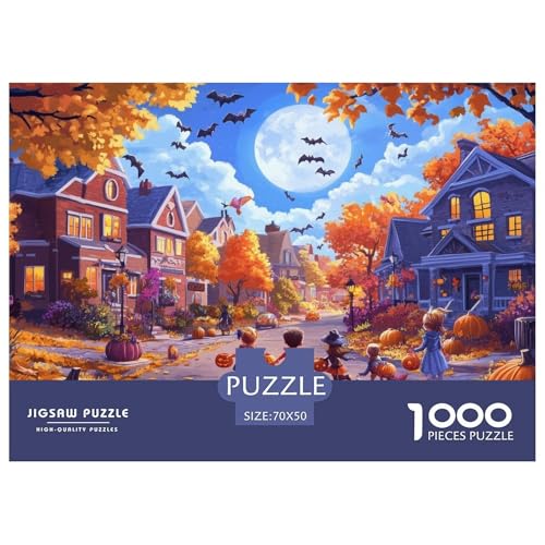 Halloween Dorf Puzzles 1000 Teile Schwer Puzzle Spielzeug Lernspiel Impossible Herausforderung Spielzeug Für Erwachsene Und Kinder in Bewährter 70x50cm/1000pcs von DHBANEIOK