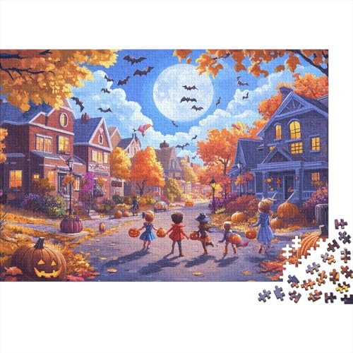 Halloween-Dorf Puzzles 1000 Teile Schwer Puzzle Spielzeug Pädagogisches Spiel Impossible Herausforderungsspielzeug Für Erwachsene Und Kinder Ab 14 Jahren 1000pcs (75x50cm) von DHBANEIOK