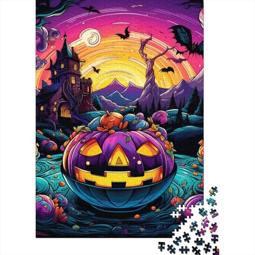 Halloween-Kürbis Puzzle 1000-teilige Schwer Puzzle Spielzeug Pädagogisches Spiel Impossible Herausforderungsspielzeug Für Erwachsene Und Kinder Ab 14 Jahren 1000pcs (75x50cm) von DHBANEIOK