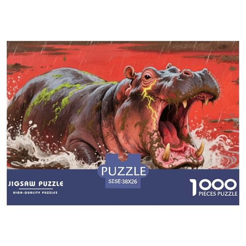 Hippo Puzzles 1000 Teile Schwer Puzzle Spielzeug Lernspiel Impossible Herausforderungsspielzeug Für Erwachsene Und Kinder Ab 12 Jahren 38x26cm/1000pcs von DHBANEIOK
