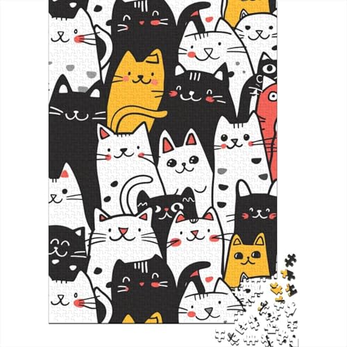 Katze Puzzle 1000 Teile Schwer Puzzle Spielzeug Lernspiel Impossible Herausforderung Spielzeug Für Erwachsene Kinder 1000pcs (75x50cm) von DHBANEIOK