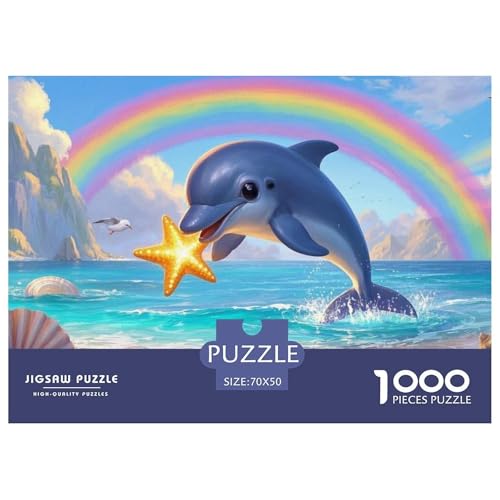 Kleiner Delphin Puzzles 1000 Teile Schwer Puzzle Spielzeug Pädagogisches Spiel Impossible Herausforderungsspielzeug Für Erwachsene Und Kinder Ab 14 Jahren 70x50cm/1000pcs von DHBANEIOK