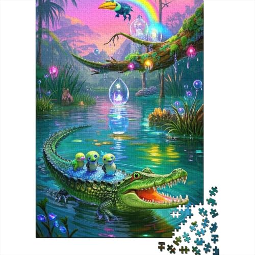 Krokodil Puzzle 1000-teilige Schwer Puzzle Spielzeug Lernspiel Impossible Herausforderungsspielzeug Für Erwachsene Kinder 1000pcs (75x50cm) von DHBANEIOK