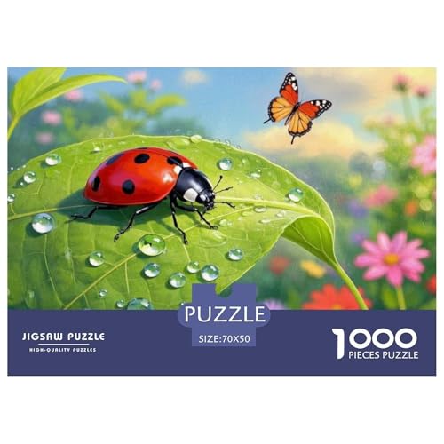 Ladybug Puzzle 1000-teilige Schwer Puzzle Spielzeug Pädagogisches Spiel Impossible Herausforderungsspielzeug Für Erwachsene Kinder 70x50cm/1000pcs von DHBANEIOK