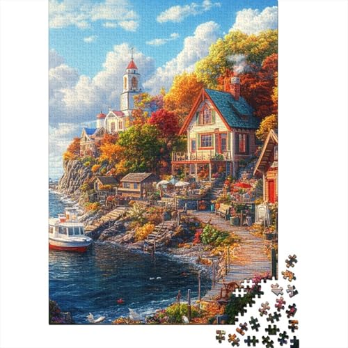 Leuchtturm an der Küste 1000 Stück Puzzles Für Erwachsene Stress Abbauen Familien-Puzzlespiel Mit Poster in 1000- Puzzle Lernspiel Spielzeug Geschenk Puzzel 1000pcs (75x50cm) von DHBANEIOK