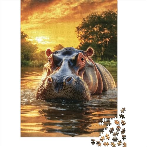 Nilpferd Puzzles 1000 Teile Schwer Puzzle Spielzeug Lernspiel Impossible Herausforderungsspielzeug Für Erwachsene Kinder 1000pcs (75x50cm) von DHBANEIOK