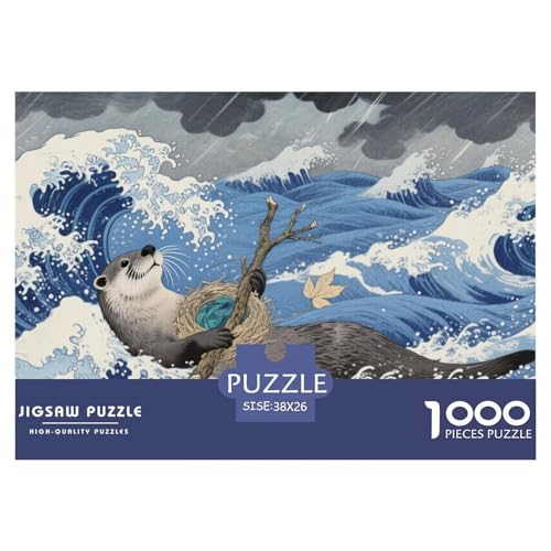 Otter Puzzle 1000 Teile Schwer Puzzle Spielzeug Lernspiel Impossible Herausforderungsspielzeug Für Erwachsene Kinder 38x26cm/1000pcs von DHBANEIOK