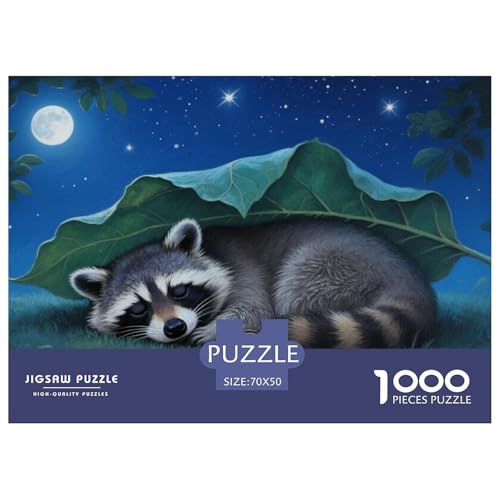Raccoon Puzzles 1000 Teile Schwer Puzzle Spielzeug Lernspiel Impossible Herausforderung Spielzeug Für Erwachsene Kinder 70x50cm/1000pcs von DHBANEIOK