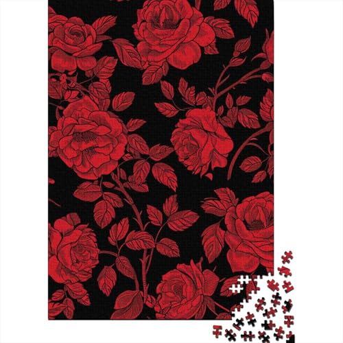 Red Rose Blume Puzzle 1000 Teile Schwer Puzzle Spielzeug Lernspiel Impossible Herausforderungsspielzeug Für Erwachsene Kinder 1000pcs (75x50cm) von DHBANEIOK