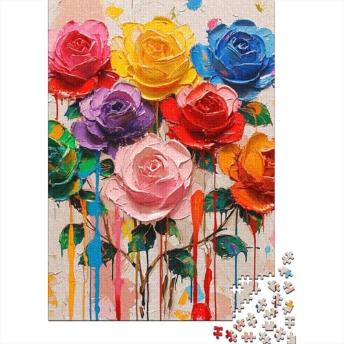 Rose Puzzles 1000 Teile Schwer Puzzle Spielzeug Pädagogisches Spiel Impossible Herausforderungsspielzeug Für Erwachsene Kinder 1000pcs (75x50cm) von DHBANEIOK