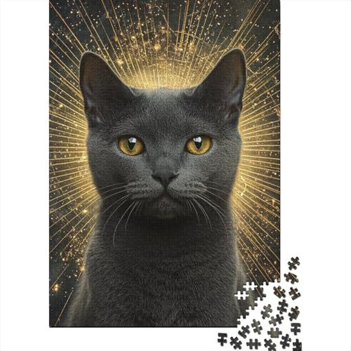 Russisches Blau 1000 Stück Puzzles Für Erwachsene Stress Abbauen Familien-Puzzlespiel Mit Poster in 1000- Puzzle Lernspiel Spielzeug Geschenk Puzzel 1000pcs (75x50cm) von DHBANEIOK
